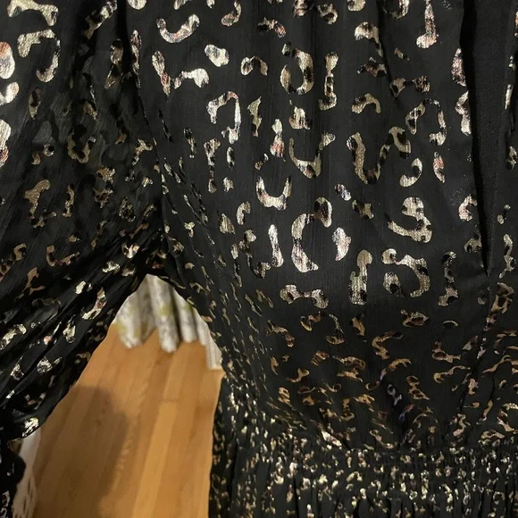 Ina black and gold halter midi dress size M - Picture 3 of 7